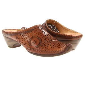 PIKOLINOS Tabarca Brown Leather Cut Out Mule 39 EUC 8 US